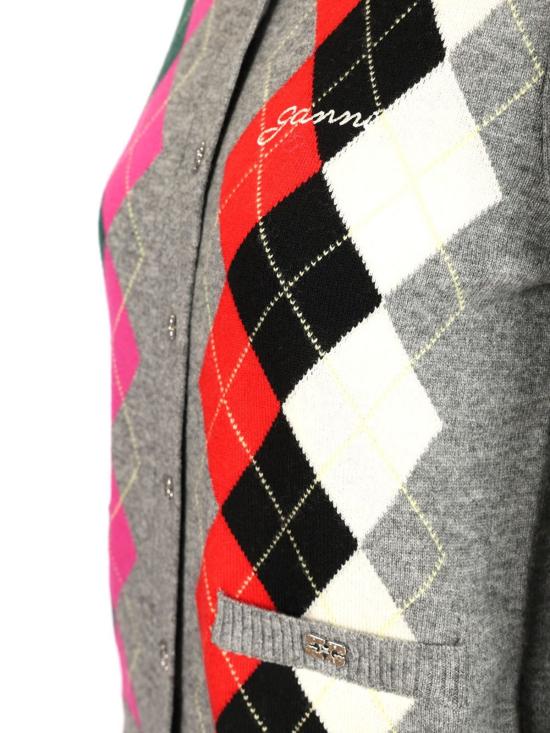  가니 가디건 체크  그레이 - GANNI