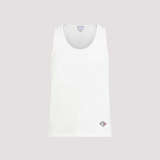  보테가베네타 민소매 티셔츠 보테가 베네타 로고 패치 코튼 탱크탑 초크