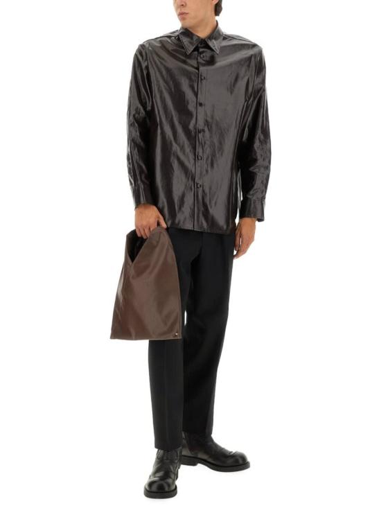  MM6 메종마르지엘라 탑 Mm6 메종 마르지엘라 샤이니 린넨 셔츠 브라운 - MM6 MAISON MARGIELA