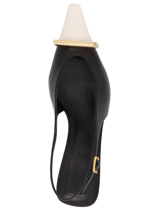  랑방 힐/펌프스 비코 슬링백 화이트/블랙 - LANVIN