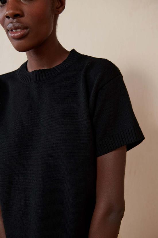  마리아 스탠리 반팔 티셔츠 니트 티 느와르 - MARIA STANLEY