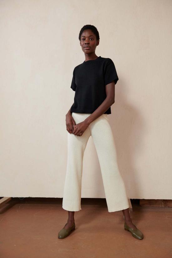  마리아 스탠리 반팔 티셔츠 니트 티 느와르 - MARIA STANLEY