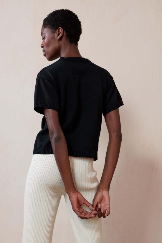  마리아 스탠리 반팔 티셔츠 니트 티 느와르 - MARIA STANLEY