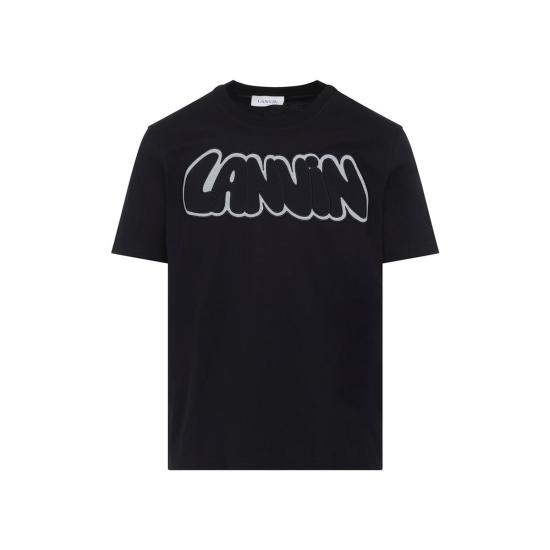  랑방 반팔 티셔츠 자수 로고 티셔츠 블랙 - LANVIN