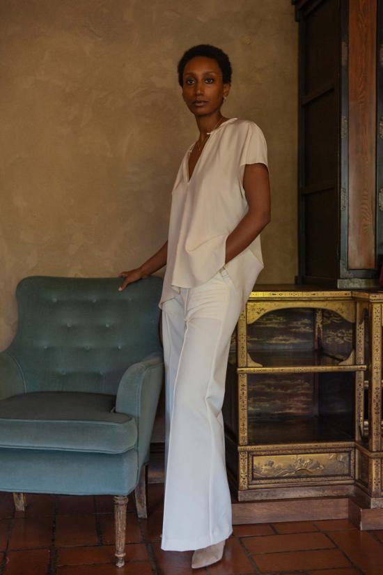  에리카 타노브 블라우스 에리카 타노프 패티 실크 샤르뫼즈  알라바스터 - ERICA TANOV