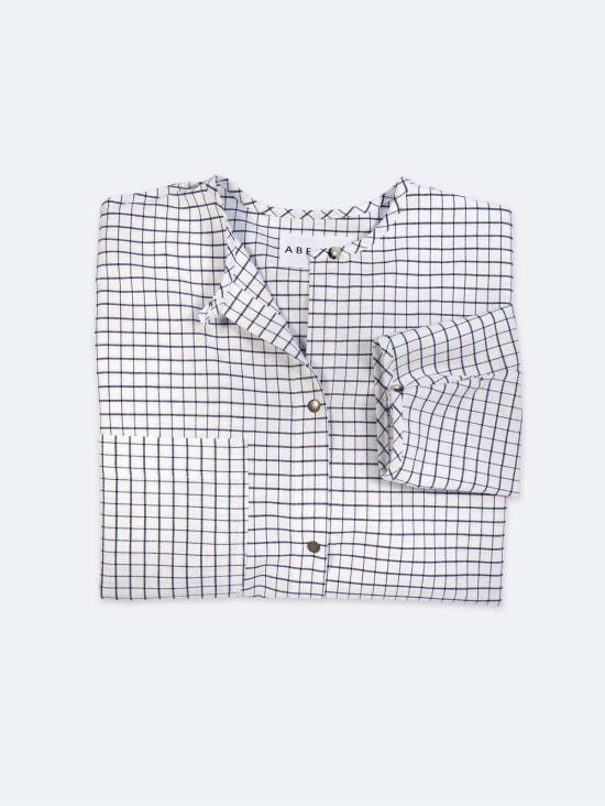  A B E L I N E 셔츠 윈도우페인 우븐 스냅 프론트 셔츠 - A B E L I N E