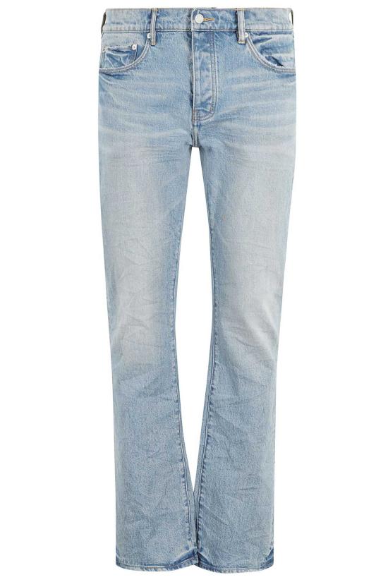  퍼플 브랜드 데님 팬츠 퍼플 플레어 워싱 진 라이트 인디고