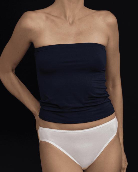  카이 인티메이츠 민소매 티셔츠 Kye Intimates 리클라인 뱀부 스트랩리스 튜브탑 네이비 - KYE INTIMATES