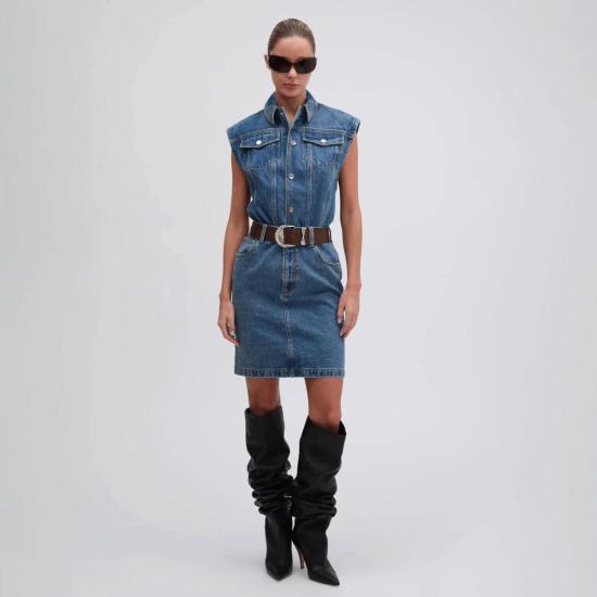  론니 코보 데님 스커트 로니 코보 한나 스커트 라이트워시 데님