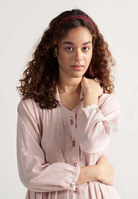  IKKIVI 롱 원피스 이키비 테이블 2인용 일반 격자 무늬 드레스 레드 - IKKIVI