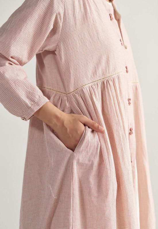  IKKIVI 롱 원피스 이키비 테이블 2인용 일반 격자 무늬 드레스 레드 - IKKIVI