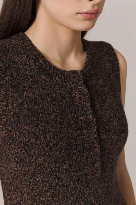  Santicler 롱 원피스 산티클러 패트리샤 캐시미어 부클 드레스 프레클드 브라운 - SANTICLER