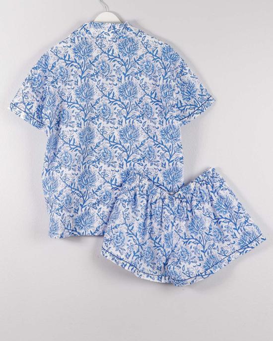  Lounge Act 라운지 웨어 라운지 액트 반팔 잠옷 세트 블루 플로럴 - OTHER BRANDS