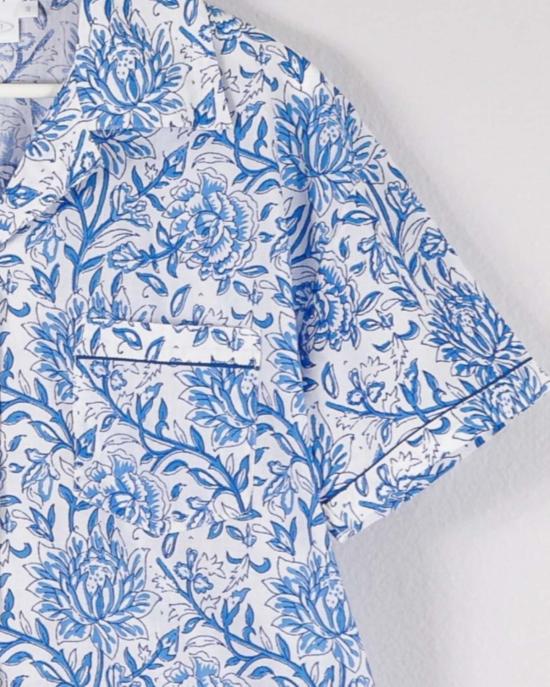  Lounge Act 라운지 웨어 라운지 액트 반팔 잠옷 세트 블루 플로럴 - OTHER BRANDS