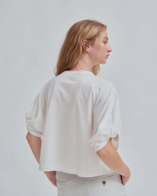  사야카 다비스 뉴욕 반팔 티셔츠 사야카 데이비스 뉴욕 트위스티드 슬리브 티셔츠 화이트 - SAYAKA DAVIS NEW YORK