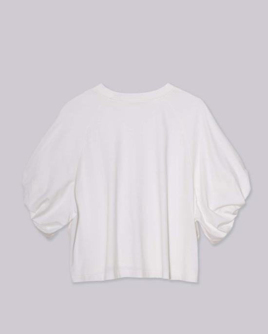  사야카 다비스 뉴욕 반팔 티셔츠 사야카 데이비스 뉴욕 트위스티드 슬리브 티셔츠 화이트 - SAYAKA DAVIS NEW YORK