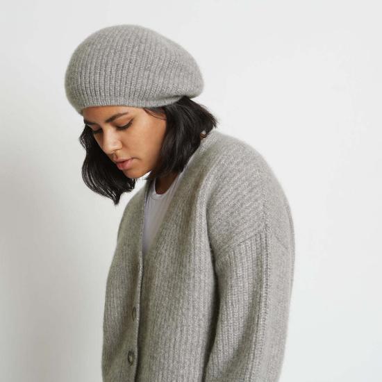  산티클레르 모자 셀린느 리브드 퓨어 캐시미어 베레모 그라나이트 - SANTICLER