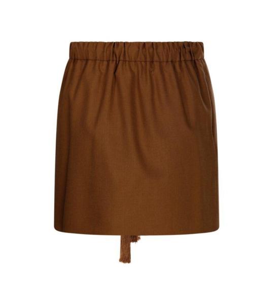  막스마라 숏 스커트 막스 마라 타바린 태슬 디테일 미니 스커트 (갈색 가죽) - MAX MARA