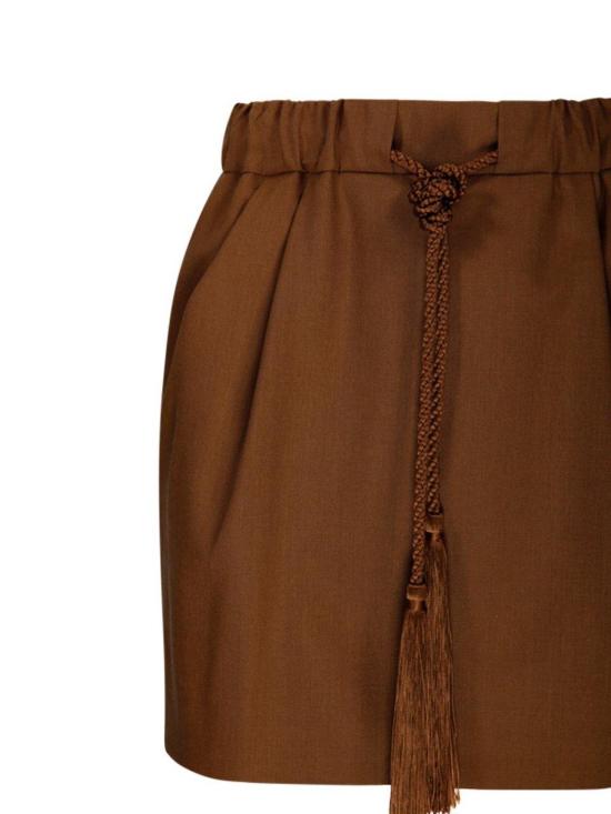  막스마라 숏 스커트 막스 마라 타바린 태슬 디테일 미니 스커트 (갈색 가죽) - MAX MARA