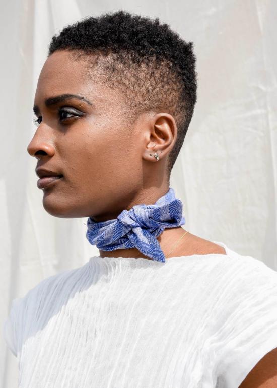  Yesaet 머플러/스카프 예사엣 아벨 타이 샴브레이/오프 화이트 헤링본 스트라이프 - OTHER BRANDS