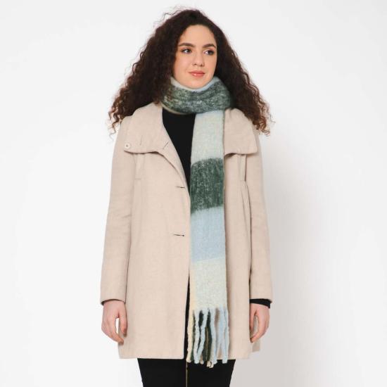  비스마야 머플러/스카프 브러시드 체크 프린트 스카프 베이지 올리브 - VISMAYA