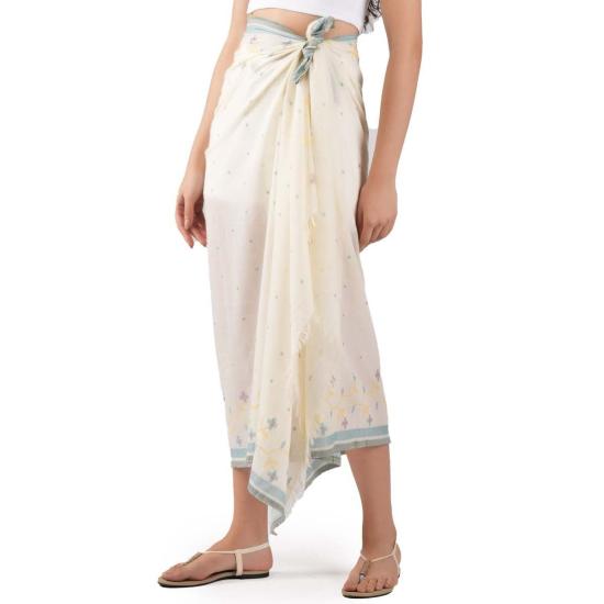  비스마야 머플러/스카프 플로레트 우븐 코튼 스카프 베이지 - VISMAYA