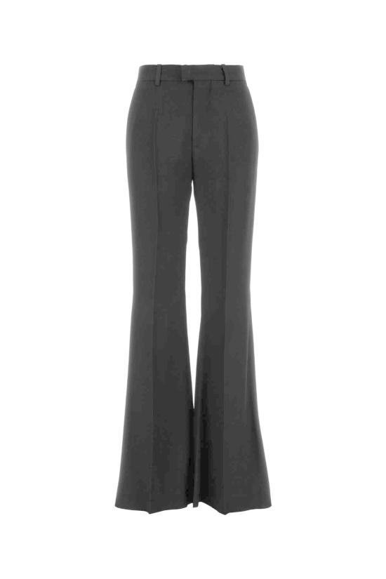  발렌시아가 스트레이트 팬츠 블랙 팬츠 (벨트 루프 및 플레어 레그, 비스코스 소재)