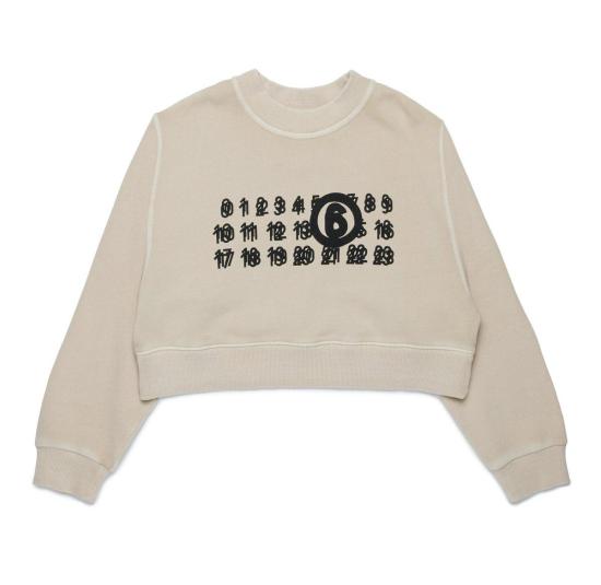  [키즈] MM6 메종마르지엘라 풀오버 Mm6 메종 마르지엘라 넘버 모티브 크루넥 스웨트셔츠
