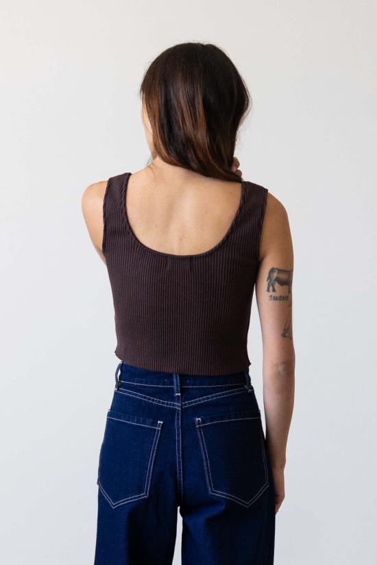  왈츠 민소매 티셔츠 골지 니트 U넥 탱크탑 - WALTZ