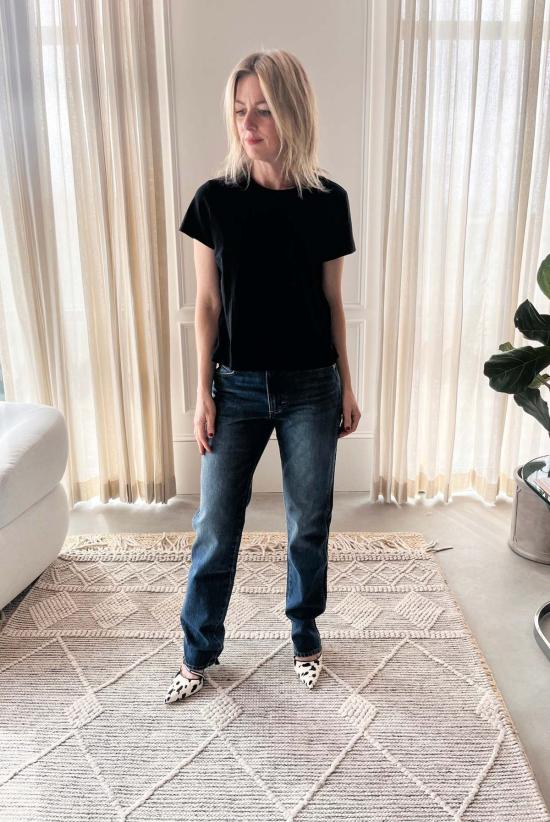  아모 데님 반팔 티셔츠 러비 티 블랙