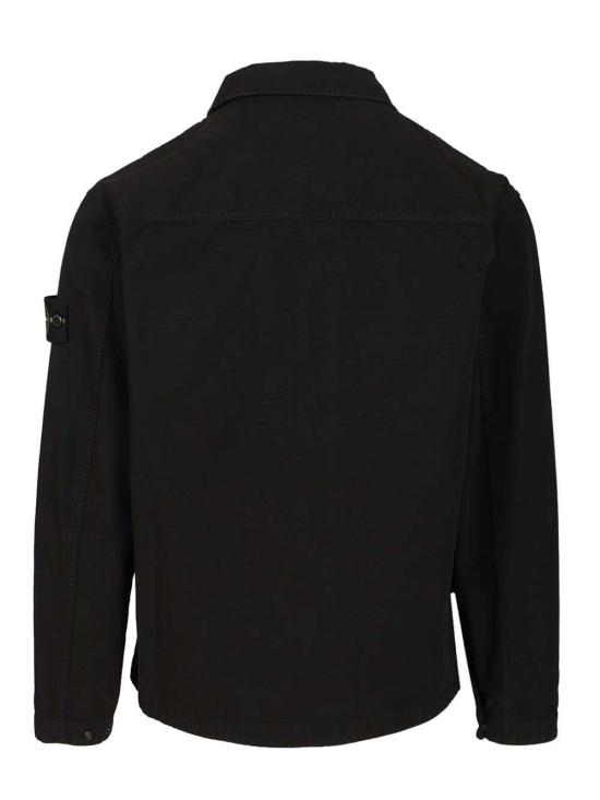  스톤 아일랜드 긴팔 셔츠 유기농 면 립스톱 가먼트다이드  블랙 - STONE ISLAND