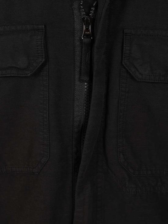  스톤 아일랜드 긴팔 셔츠 유기농 면 립스톱 가먼트다이드  블랙 - STONE ISLAND