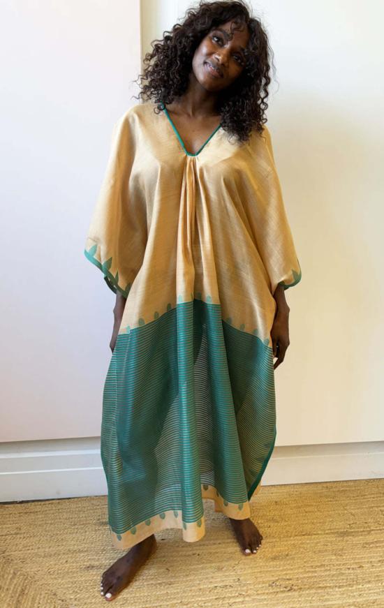  Two 롱 원피스 두 개의 사원 테두리 카프탄