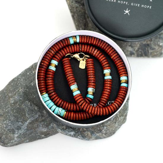  스타피쉬 프로젝트 목걸이/팬던트 노마딕 터쿼이즈 & 레드 재스퍼 로프 비즈 목걸이 - STARFISH PROJECT