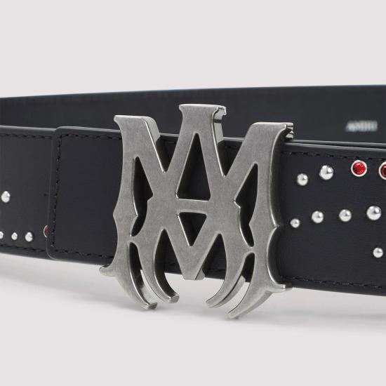  아미리 가죽 벨트 마 스터드 장식 4cm  블랙 - AMIRI