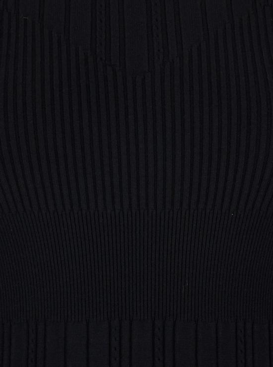  트윈셋 롱 원피스 롱 드레스 (보트넥, 골지 디자인, 블랙) - TWINSET