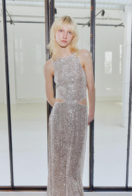  샘디 롱 원피스 사엠디 컷아웃 시퀸 드레스 - SAEMDI