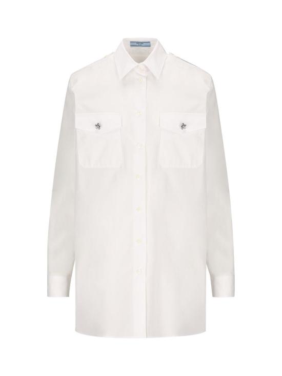  프라다 셔츠 장식 버튼 셔츠 화이트