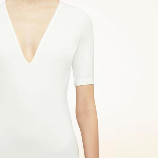  월포드 바디수트 티셔츠 울포드 딥 V 스트링 바디수트 - WOLFORD