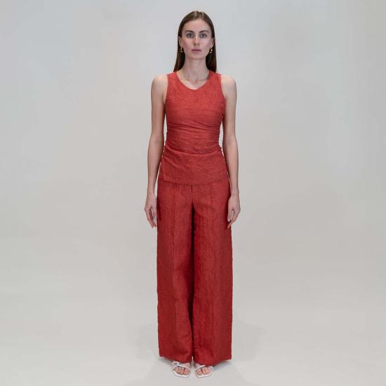  Zimo 스트레이트 팬츠 지모 크링클 저지 와이드 레그  탠저린 색상 - OTHER BRANDS