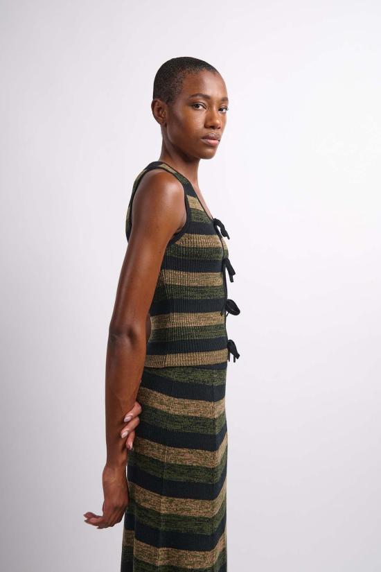  가니 민소매 티셔츠 미니 골지 메리노 타이  멀티컬러 - GANNI