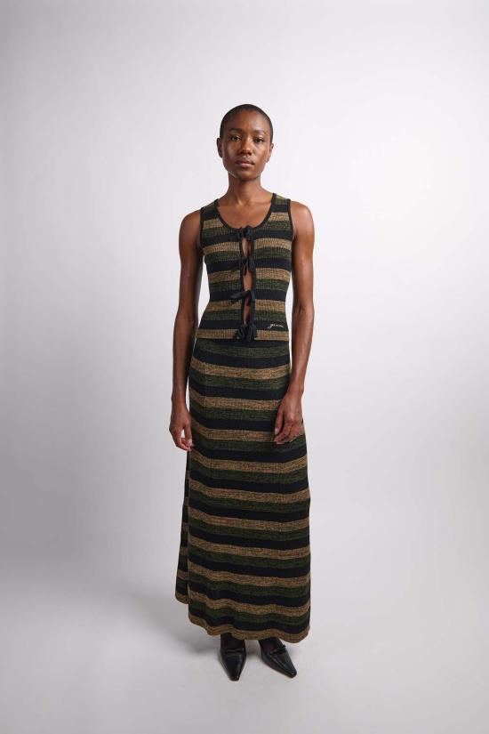  가니 민소매 티셔츠 미니 골지 메리노 타이  멀티컬러 - GANNI