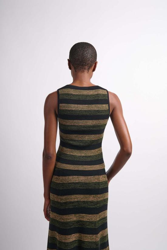  가니 민소매 티셔츠 미니 골지 메리노 타이  멀티컬러 - GANNI