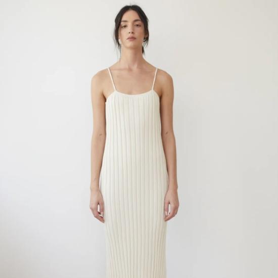  울 하이드 롱 원피스 립 드레스 에크루 - WOL HIDE