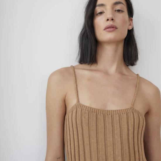  울 하이드 롱 원피스 립 드레스 에크루 - WOL HIDE