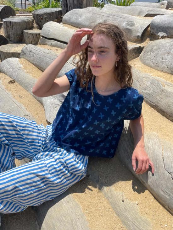  Happy French Gang 팔라초 팬츠 행복한 프랑스 갱단 오마르 블루 레이  블루 - HAPPY FRENCH GANG