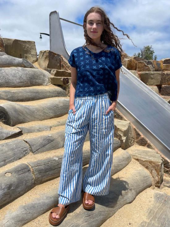  Happy French Gang 팔라초 팬츠 행복한 프랑스 갱단 오마르 블루 레이  블루 - HAPPY FRENCH GANG