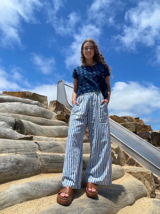  Happy French Gang 팔라초 팬츠 행복한 프랑스 갱단 오마르 블루 레이  블루 - OTHER BRANDS