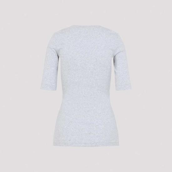  브루넬로 쿠치넬리 반팔 티셔츠 V넥 골지 티셔츠 실버 - BRUNELLO CUCINELLI