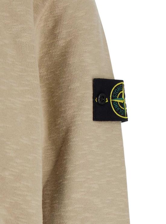  스톤 아일랜드 긴팔 티셔츠 로고 패치 크루넥 스웨트셔츠 베이지 - STONE ISLAND